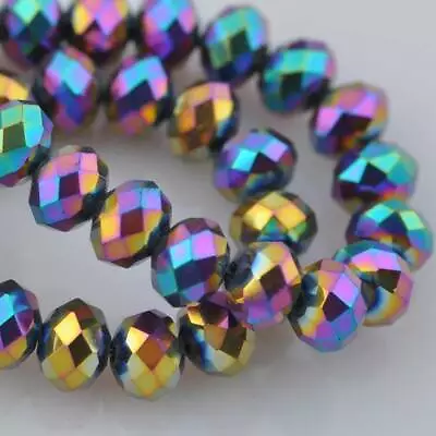3mm 4mm 6mm 8mm 10mm 12mm AB Rondelle Faceted Crystal Glass Loose Beads Lot • $2.15