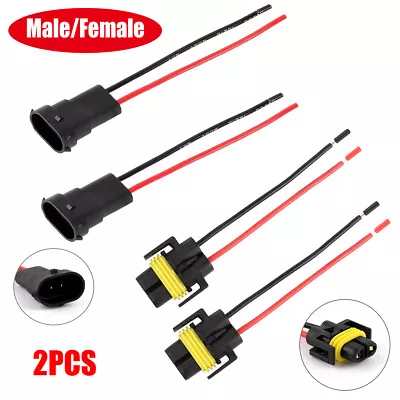 2x Wire Pigtail Male S H11 Harness Head Light Low Beam Socket Connector Plug • $7.99