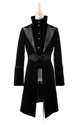 Gothic Lolita Victorian Aristocrat Visual Kei Black Velvet High Neck Jacket L • $149
