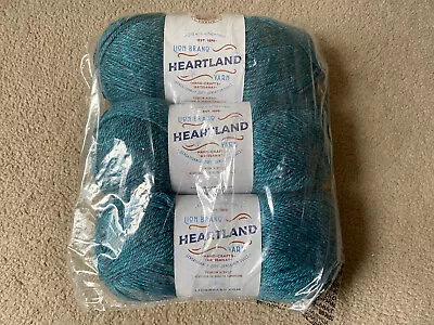 3 X 142g (426g) Lion Brand Heartland Yarn-Glacier Bay Yarn  136-105 • £19.99