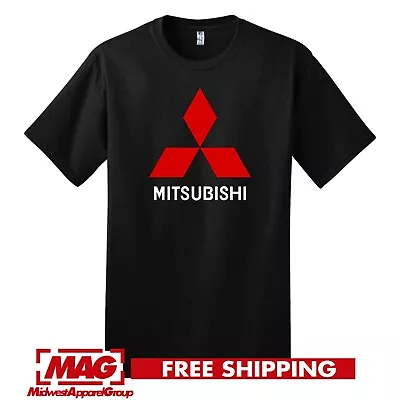 MITSUBISHI BLACK T-SHIRT Logo Automotive Jdm Shirt Tee Motor Evo Lancer Tuner • $20.99