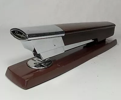 Vintage Swingline 333 Stapler~ Faux Wood Grain Brown & Chrome 1960's Works • $15