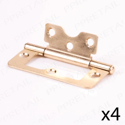 £3.37 • Buy 4x Flush Door Hinges BRASS 75mm/3  Flat Fitting Bedroom Furniture Door Toy Box