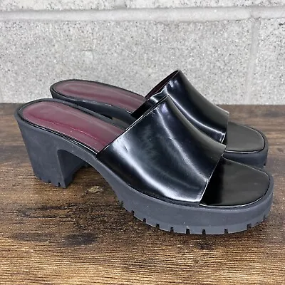 STAUD Black Leather Amber Platform Sandals Womens Size US 9 EU 39 Shoes • $77.36