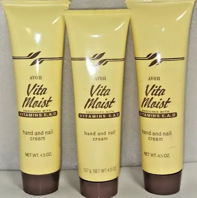 Avon VITA MOIST Hand & Nail Cream New Old Stock   4.5 Oz Each Tube Lot Of 3 • $40