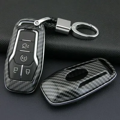 Carbon Fiber Hard Smart Key Cover Accessories Chain Case For Ford Lincoln US • $10.49