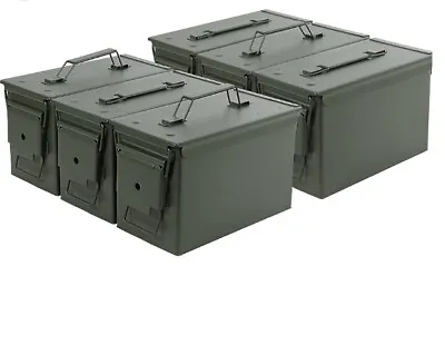 New Ammo Can Set 50 Cal Solid Steel 6pk Military Metal Ammo Box Set • $89.99