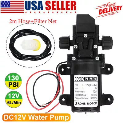 $17.98 • Buy 12V Automatic Fresh Water Pressure Diaphragm Pump 6LPM 130PSI For Boat/Marine/RV