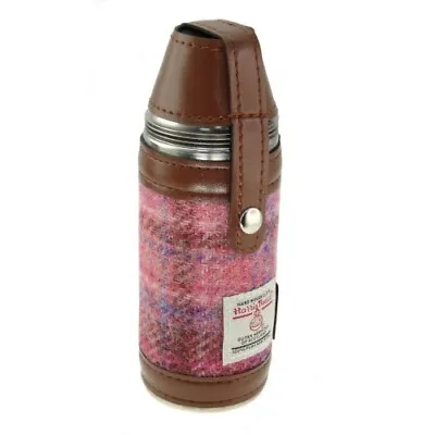 Harris Tweed Camping / Hunting 8oz Flask With 4 Cups And Funnel - Pink Plaid • $34.95