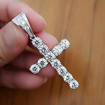 3Ct Simulated Diamond Cross Pendant Necklace Women's/Men's925 Silver Gold Plated • $108.78