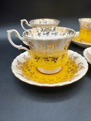 £146.04 • Buy Royal Albert Bone China Yellow Gold Tea Cups & Saucers 4 Sets,8 PCS Regal Series