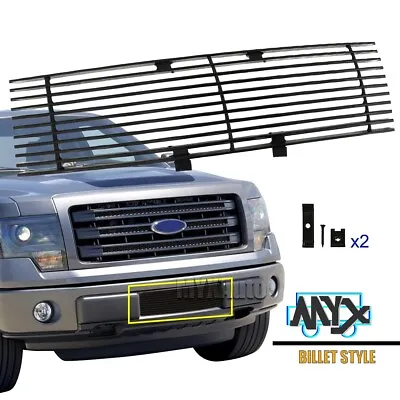 Fits 2009-2014 Ford F150 F-150 Pickup Billet Grille Black Bumper Grill Cover • $38.99