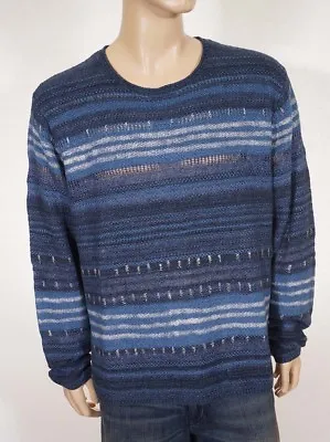 Polo Ralph Lauren Men's Blue Linen Cotton Crewneck Indian Blanket Sweater • $54.59