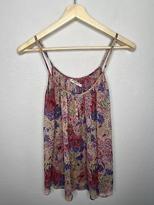 Mes Demoiselles Womens Silk Blouse Womens Size 40 US 8 Multi Floral Sleeveless • $26.52