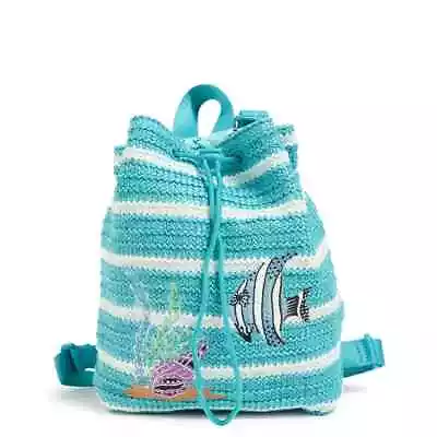 Vera Bradley Straw Drawstring Backpack Antilles Treasure NWT Fish Sea Beach • $59.99