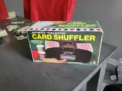 Vintage 80s Automatic Card Shuffler Push Button 1 Or 2 Decks Jobar TESTED • $13.25