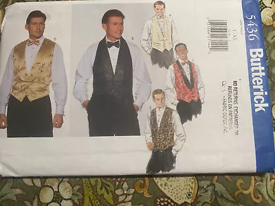 Butterick 5436 Men's Sz L-XL UNCUT Historic Collared Vests 4 Styles • $7.59