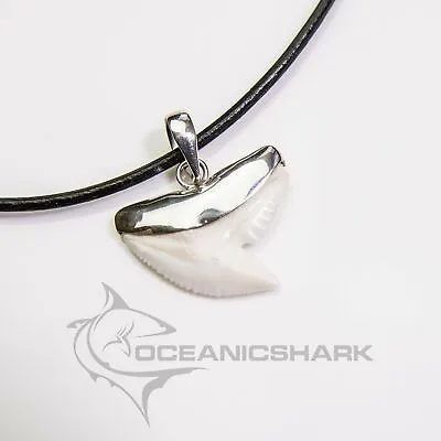 Tiger Shark Tooth Necklace Silver Pendant Men's S22 • £112.31