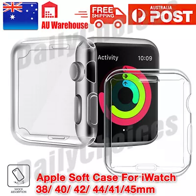 $4.99 • Buy Apple Watch Series Case IPhone Watch 6 7 Clear Case Cover For 38 40 42 44 41 45