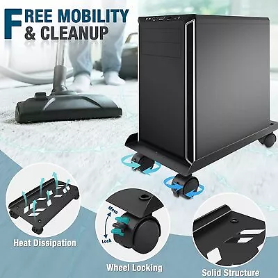 Game Office Computer Tower Stand PC Case Holder Stand Heavy-Duty  With Wheels • $25.99