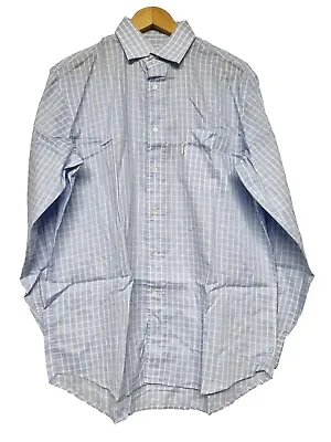 Faconnable Men's Regular Fit Blue Check Cotton Long Sleeve Shirt - 16.5 / 42 (5) • £25