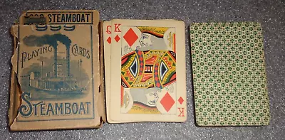 Old Complete Deck Steamboat 999 Playing Cards With Box Fragment • $55