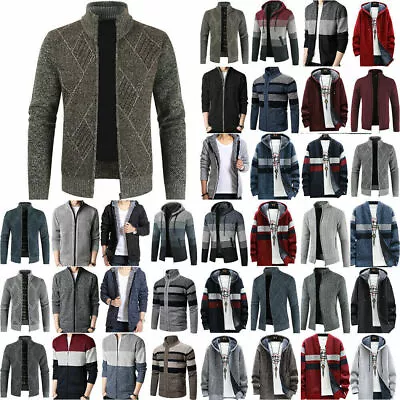 Men' Winter Warm Fleece Lined Jumper Sweater Jacket Knit Zip Cardigan Outerwear • $41.79