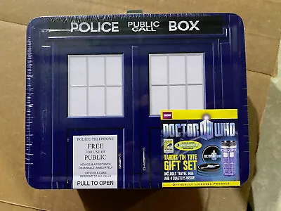 DOCTOR WHO - SDCC  Entertainment Earth Exclusive TARDIS Tin Tote Gift Set Sealed • £35.67