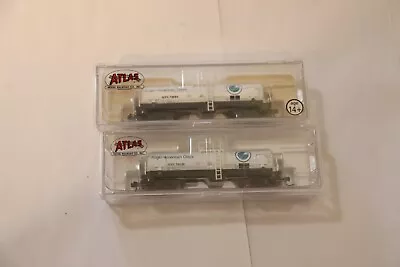 N Scale 2 Pc Lot Atlas Kaolin Tank Car  Anglo-american Clays  • $45.44