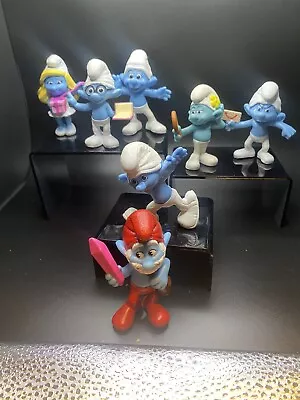 McDonalds Smurfs Lot Of 7  Happy Meal Toys Figures  2011 & 2013 • $13.99