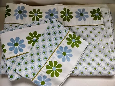 W.T. Grant Flower Power Double Flat Sheet 2 Pillowcases No Iron Muslin 81  X 104 • $29.95