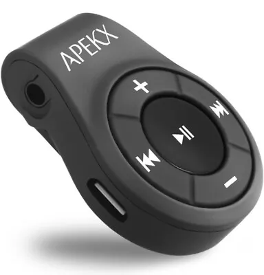 APEKX Clip Bluetooth Audio Adapter For HeadphonesWireless Receiver W/ MIC Black • $19