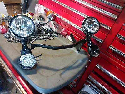 Harley Davidson Front Auxiliary Light Bar High Beam Blinker Bracket  FOR PARTS  • $70