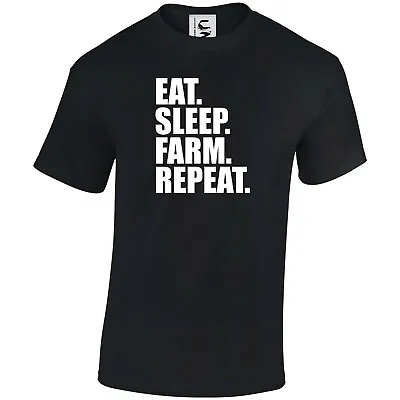 Eat Sleep Farm Repeat Farmer Farming Present Gift T-shirt Adults Kids Colours • £9.99