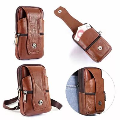 Men's PU Leather Purse Waist Bag Phone Case Belt Wallet Pouch Crossbody Bag Pack • £7.69