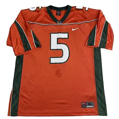 Vintage Nike Miami Hurricanes Football Jersey Mens XL Relaxed Fit Orange Sports • $14.70