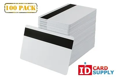 Pack Of 100 White CR80 Standard Size PVC Cards With Hi-Co Magnetic Stripe By Eas • $20.99