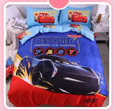 Cars Lightning McQueen Designed To Be Fast Single Bed Quilt Cover Set - Cotton • $70.46