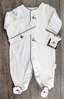 Baby Boy Nwot Vitamins Baby 9 Month 3pc White Yellow Teddy Bear Outfit Hat Card • $12.99