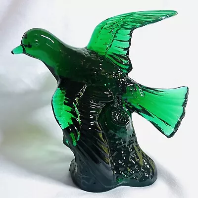 Vintage Mosser Green Art Glass Bird In Flight Spring Figurine Hunter • $23.99