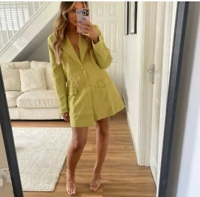 Boohoo Oversized Longline  Tailored Blazer  Size 10 Olive  Bnwt • £11.99