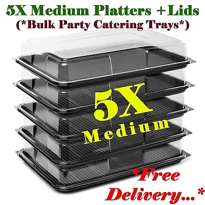 £16.99 • Buy 5 PC Medium Plastic Sandwich Trays Platters &Lids For Party Food Buffet Catering