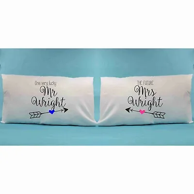 Personalised Pillow Cases Future Mrs One Very Lucky Mr Just Engaged Married • £16.50