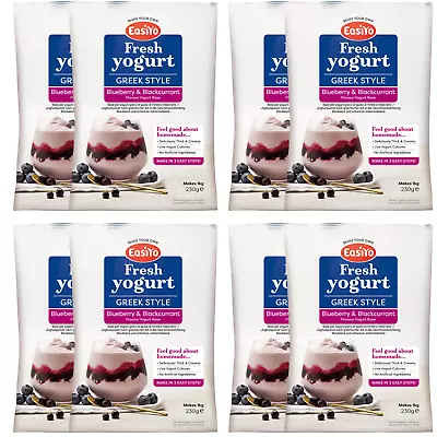 8 Greek Style Blueberry & Blackcurrant EasiYo Yogurt  1KG Yoghurt Powder Sachets • £32.99