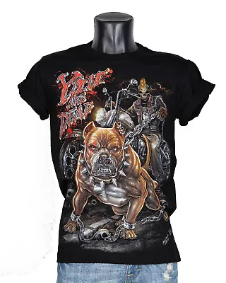 Scary Pitbull Metal Dog Horror Motorcycle Biker Skull T-Shirt Glow In The Dark • £29.94