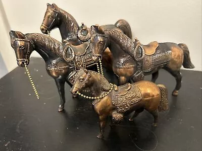 4 Vintage Collectable Copper Bronze Western Saddle Horse Figures USA Made • $27