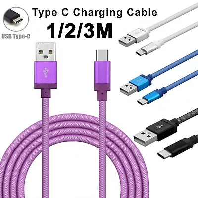 1/2/3M Long Braided Charging Cable USB Type-C Cord For Rapid Charging S9 S8 + AU • $13.49