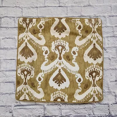Z Gallerie Ikat Print Beaded Pillow Cover Yellow Mustard White 22  Embroidered • $34.99