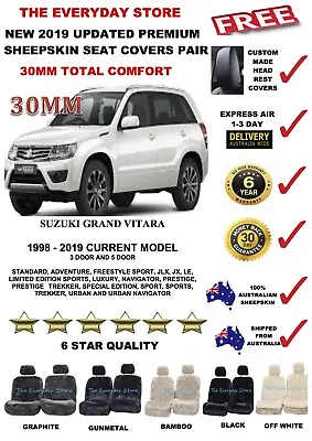 $245 • Buy Suzuki Grand Vitara 1998-2019 Premium Sheepskin Seat Covers Pr Airbag Safe 30MM