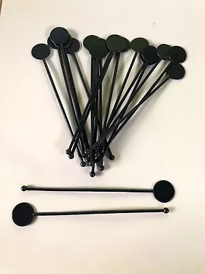 BLACK PLASTIC DISC TWIZZLERS STIRRER STICKS 178mm Long Cocktail Drinks 20 Multi • £2.49